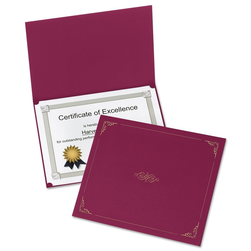 Certificate Holder, 11 1/4 X 8 3/4, Burgundy, 5/pack