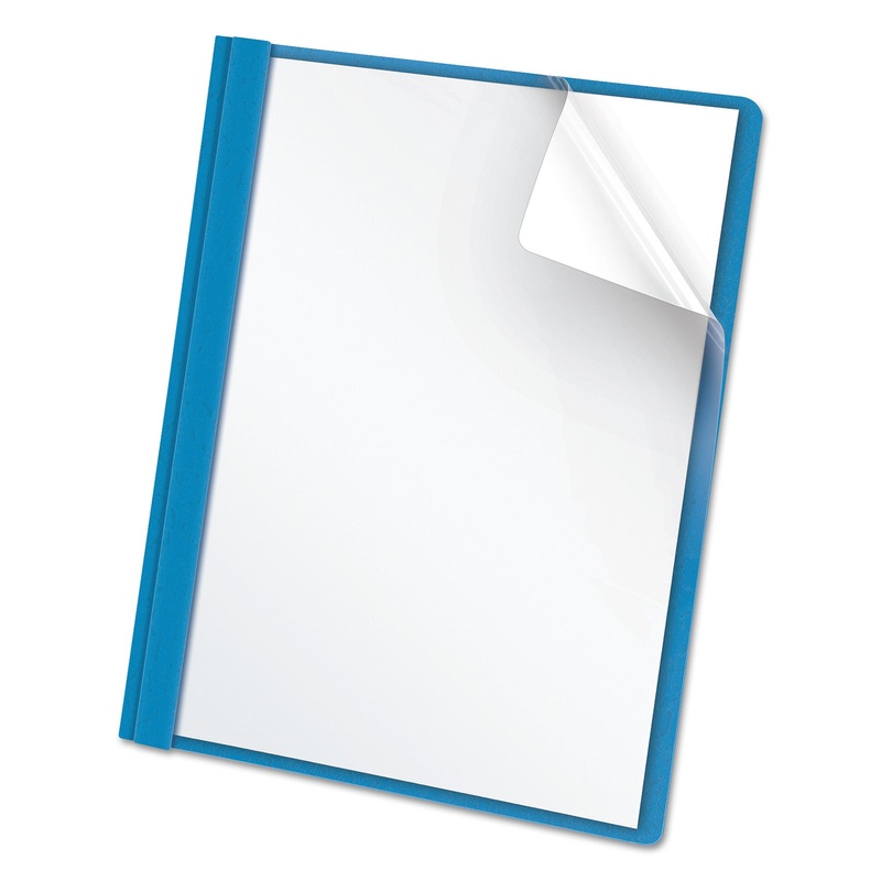 Clear Front Report Cover, 3 Fasteners, Letter, 1/2″ Capacity, Blue, 25/box
