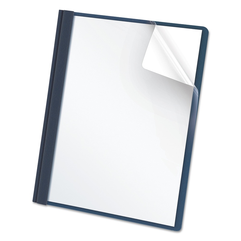 Clear Front Report Cover, 3 Fasteners, Letter, 1/2″ Capacity, Dark Blue, 25/box