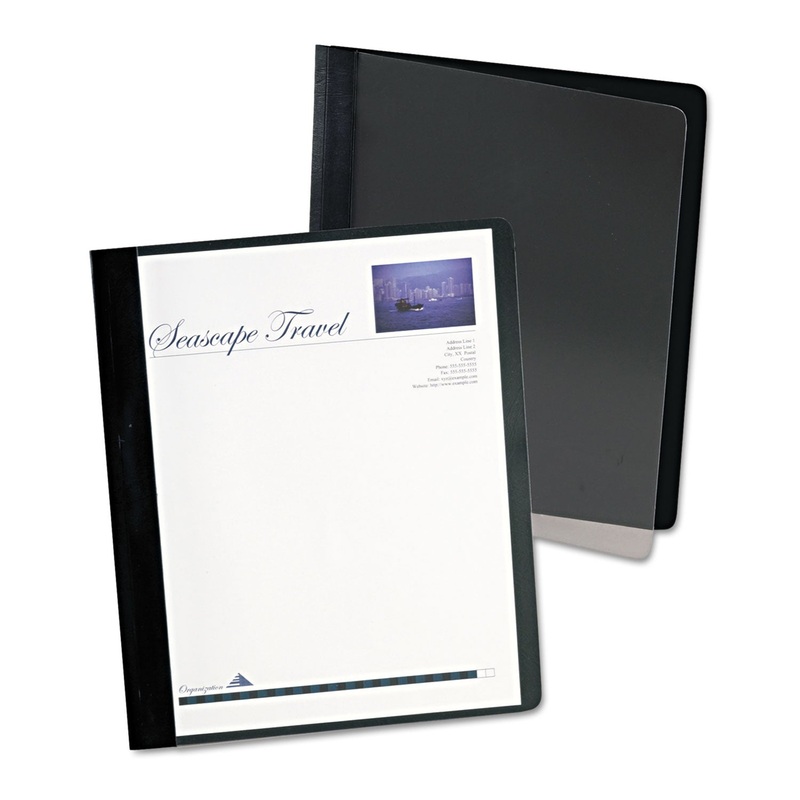 Extra-Wide Clear Front Report Covers, Letter Size, Black, 25/box