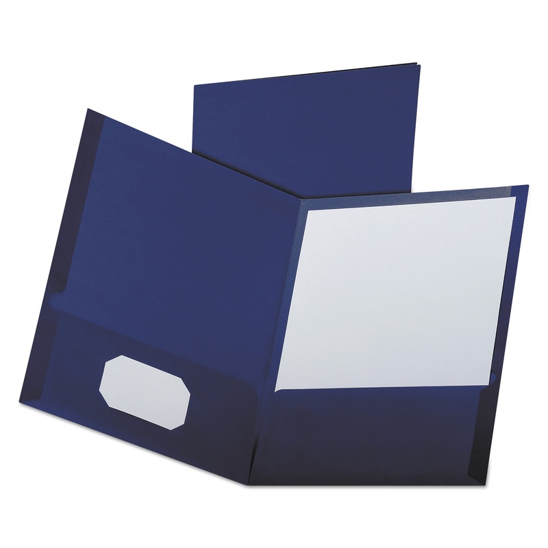 Linen Finish Twin Pocket Folders, Letter, Navy, 25/box