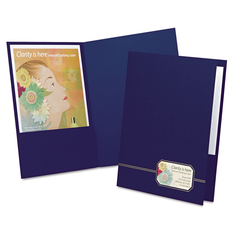 Monogram Series Business Portfolio, Cover Stock, Blue/gold, 4/pack