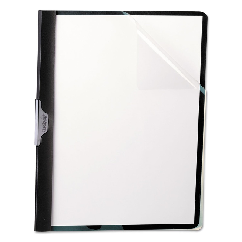 No-Punch Report Cover, Letter, Holds 30 Pages, Clear/black