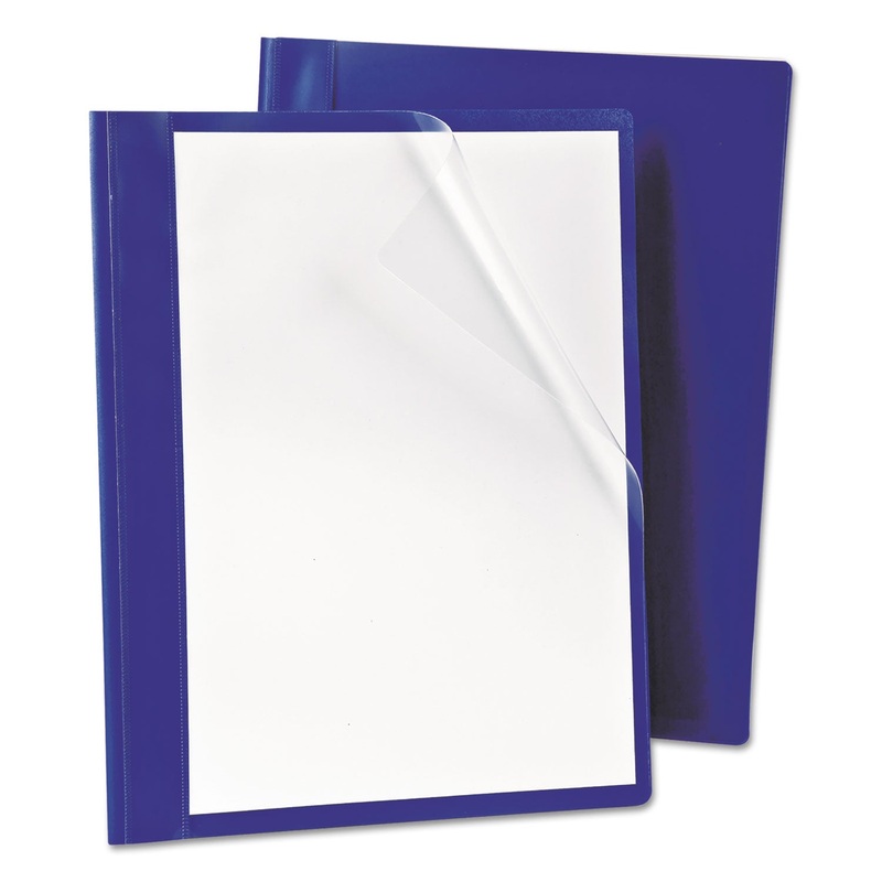 Presslock Report Cover, Prong Clip, Letter, 1/2″ Capacity, Clear/blue, 25/box