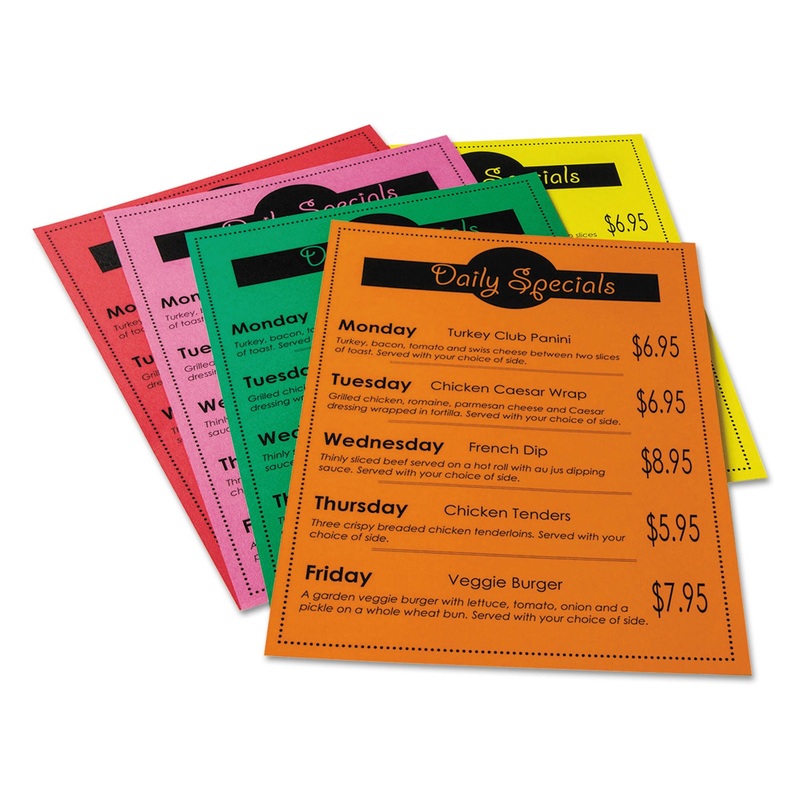 ARRAY CARD STOCK, 65LB, 8.5 X 11, ASSORTED BRIGHT COLORS, 50/PACK