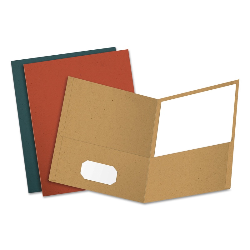 Earthwise By Oxford Recycled Paper Twin-Pocket Portfolio, Assorted Colors, 25/bx