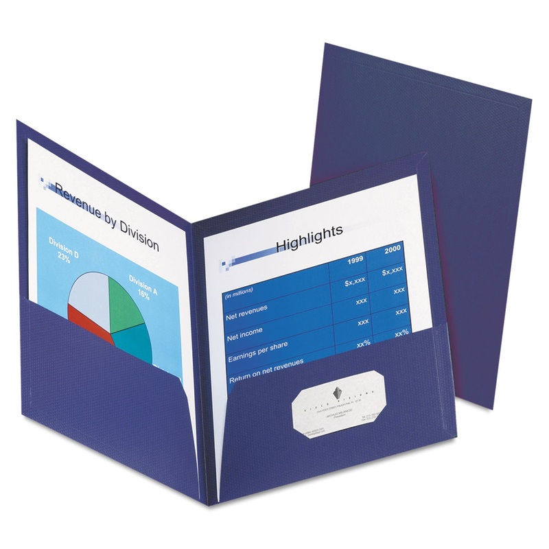 Honeycomb High-Capacity Twin Pocket Folders, 1″ Capacity, Dark Blue, 4/pack