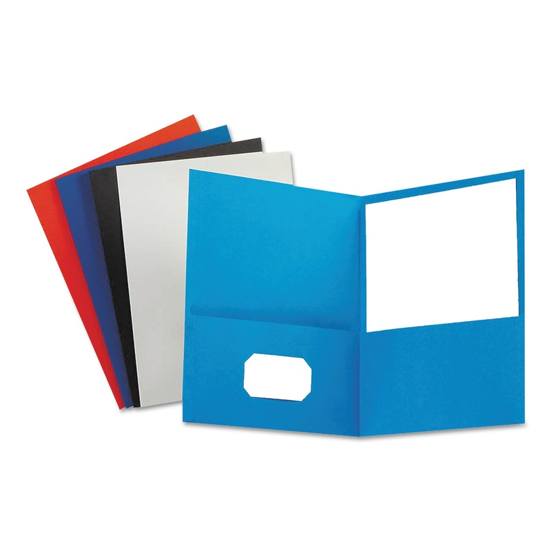 LEATHERETTE TWO POCKET PORTFOLIO, 8 1/2″ X 11″, ASSORTED, 10/PK