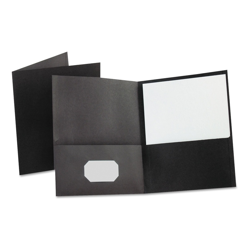 LEATHERETTE TWO POCKET PORTFOLIO, 8 1/2″ X 11″, BLACK, 10/PK