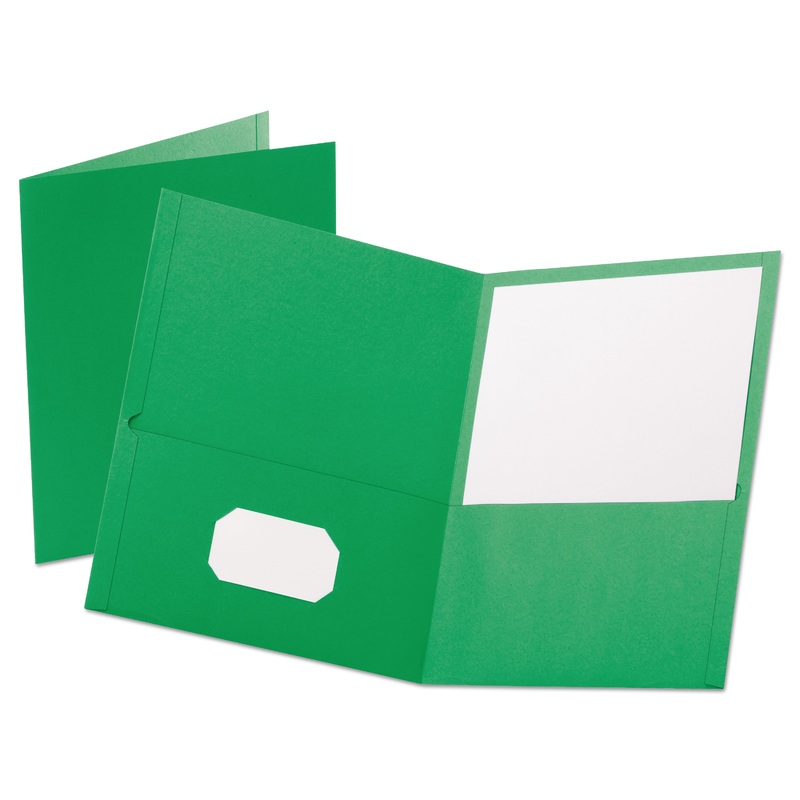 LEATHERETTE TWO POCKET PORTFOLIO, 8 1/2″ X 11″, GREEN, 10/PK