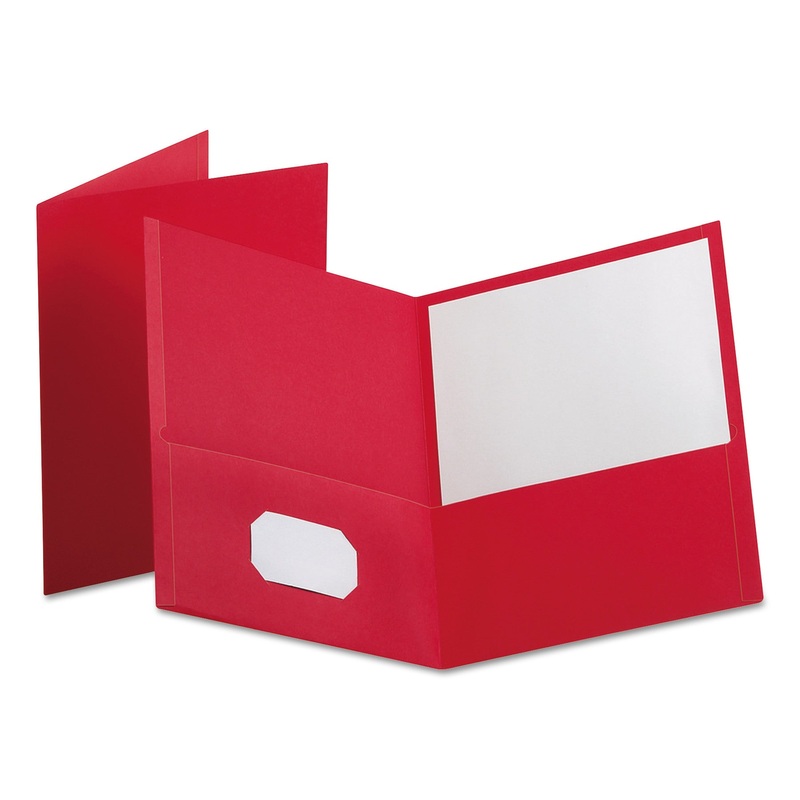 LEATHERETTE TWO POCKET PORTFOLIO, 8 1/2″ X 11″, RED, 100 SHEETS,10/PK