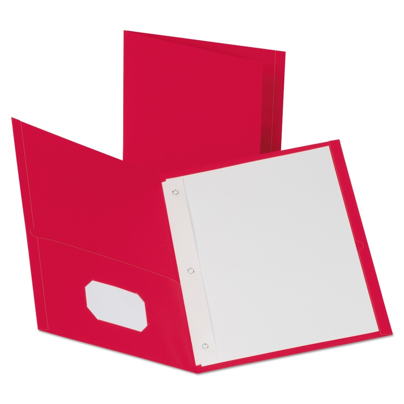 LEATHERETTE TWO POCKET PORTFOLIO, 8 1/2″ X 11″, RED, 135 SHEETS,10/PK