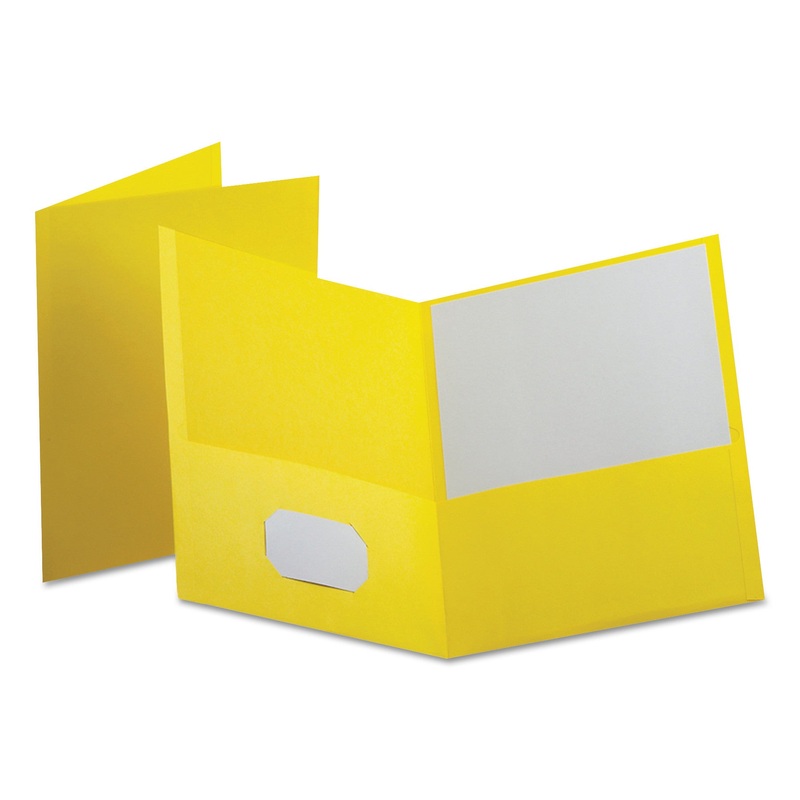 LEATHERETTE TWO POCKET PORTFOLIO, 8 1/2″ X 11″, YELLOW, 10/PK