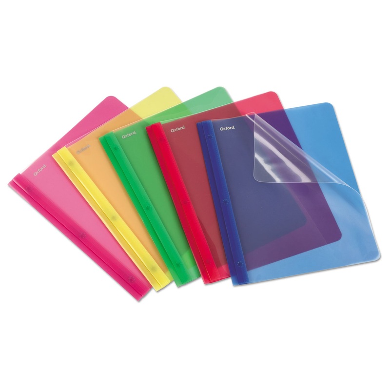 Translucent Poly Clear Front Report Cover, 3 Fastener, Letter,assorted, 25/box