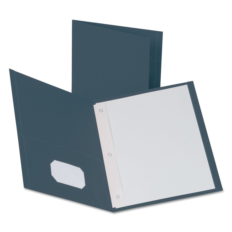 Twin-Pocket Folders With 3 Fasteners, Letter, 1/2″ Capacity, Dark Blue, 25/box