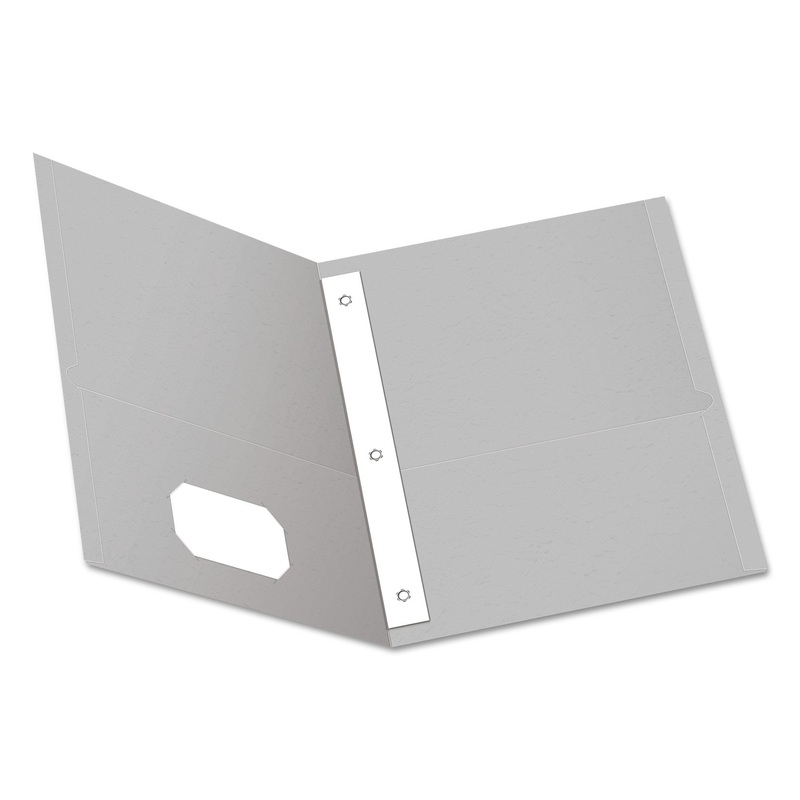 Twin-Pocket Folders With 3 Fasteners, Letter, 1/2″ Capacity, Gray, 25/box