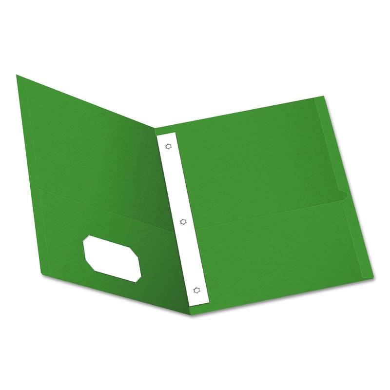 Twin-Pocket Folders With 3 Fasteners, Letter, 1/2″ Capacity, Green, 25/box