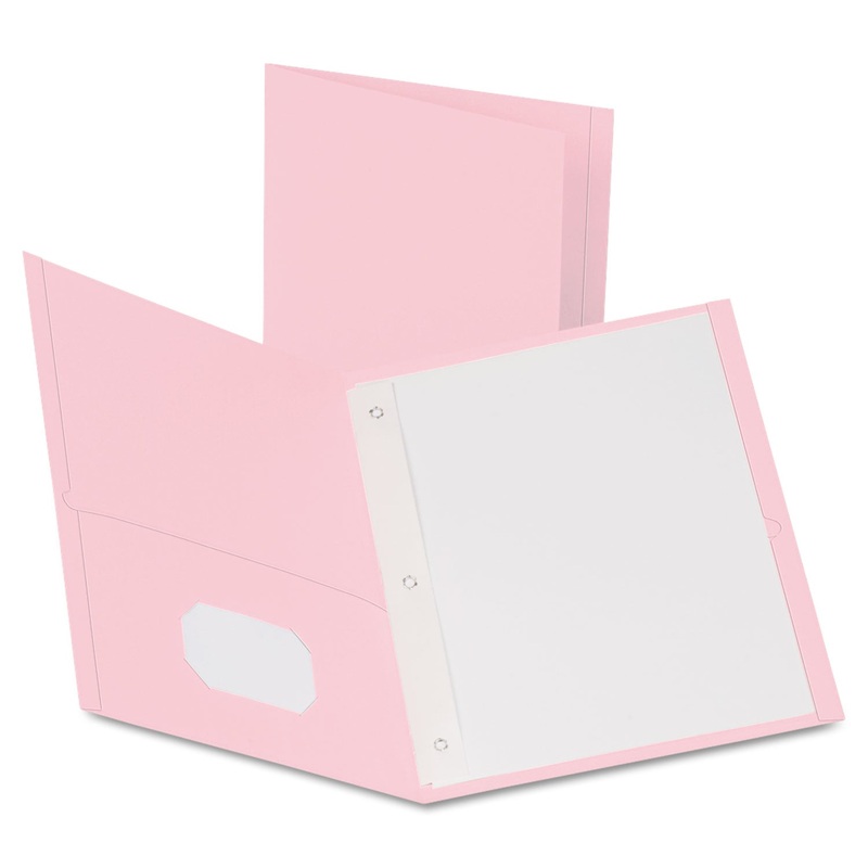 Twin-Pocket Folders With 3 Fasteners, Letter, 1/2″ Capacity, Pink,25/box