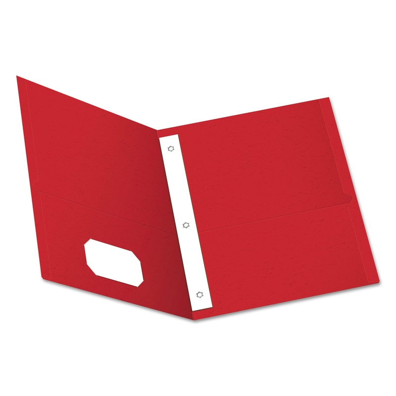 Twin-Pocket Folders With 3 Fasteners, Letter, 1/2″ Capacity, Red, 25/box
