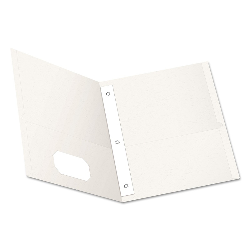 Twin-Pocket Folders With 3 Fasteners, Letter, 1/2″ Capacity, White, 25/box