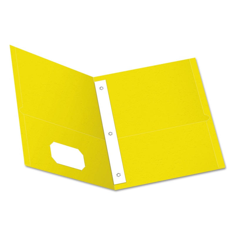 Twin-Pocket Folders With 3 Fasteners, Letter, 1/2″ Capacity, Yellow, 25/box