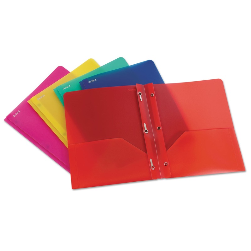 Two-Pocket Portfolio, Tang Fastener, 1/2″ Capacity, Assorted Colors, 25/box