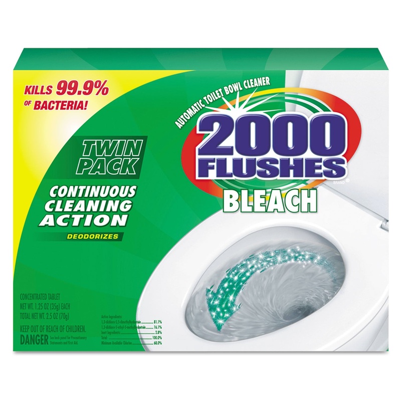 2000 Flushes Plus Bleach, 1.25oz, Box, 2/pack, 6 Packs/carton