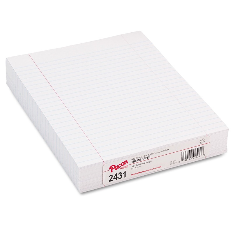 COMPOSITION PAPER, 8 X 10.5, WIDE/LEGAL RULE, 500/PACK