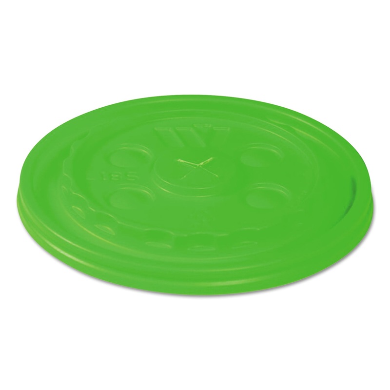 Vio Biodegradable Lids F/12-24 Oz Cups, Straw-Slot, Green, 1000/carton