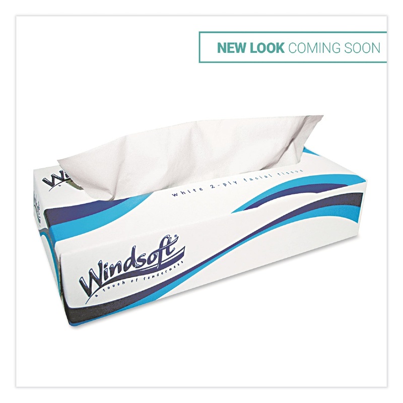 FACIAL TISSUE, 2 PLY, WHITE, FLAT POP-UP BOX, 100 SHEETS/BOX, 30 BOXES/CARTON
