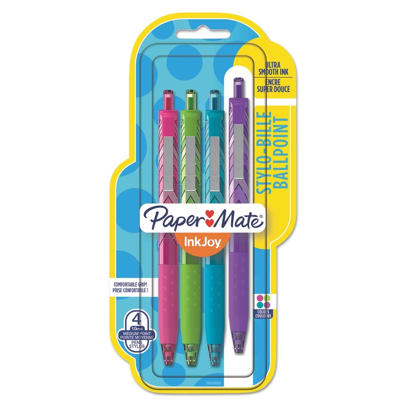 INKJOY 300 RT FASHION WRAP BALLPOINT PEN, 1MM, ASSORTED INK/BARREL, 4/PACK