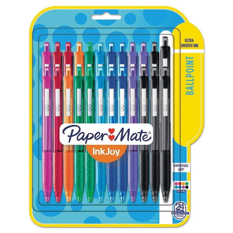 INKJOY 300 RT RETRACTABLE BALLPOINT PEN, 1MM, ASSORTED INK/BARREL, 24/PACK