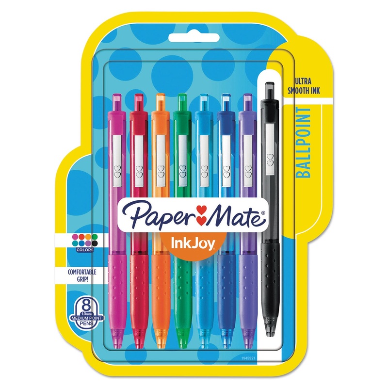 INKJOY 300 RT RETRACTABLE BALLPOINT PEN, 1MM, ASSORTED INK/BARREL, 8/PACK