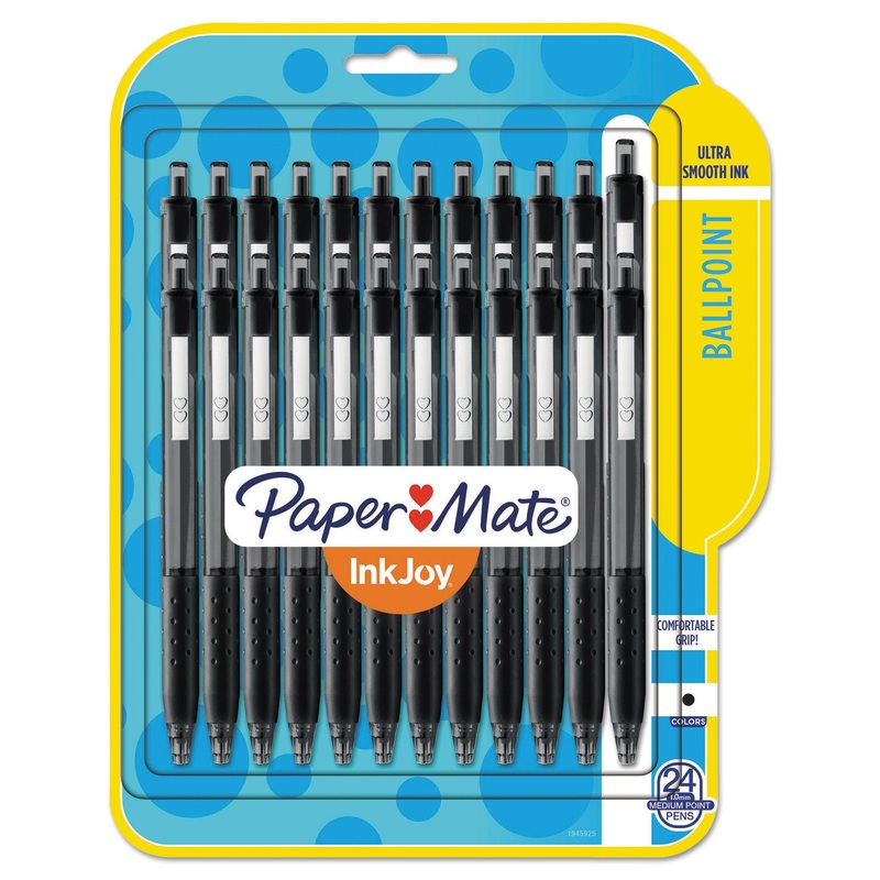 INKJOY 300 RT RETRACTABLE BALLPOINT PEN, 1MM, BLACK INK/BARREL, 24/PACK