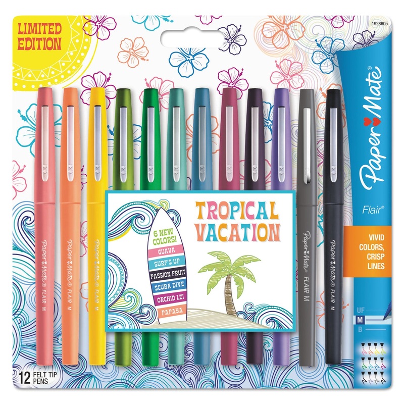 POINT GUARD FLAIR BULLET POROUS POINT STICK PEN, 0.7MM, TROPICAL INK/BARREL, DOZEN