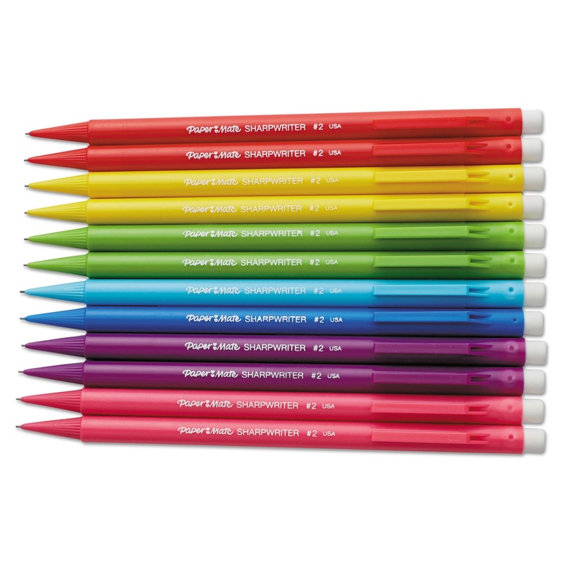 SHARPWRITER MECHANICAL PENCIL, 0.7 MM, HB (#2.5), BLACK LEAD, ASSORTED BARREL COLORS, DOZEN