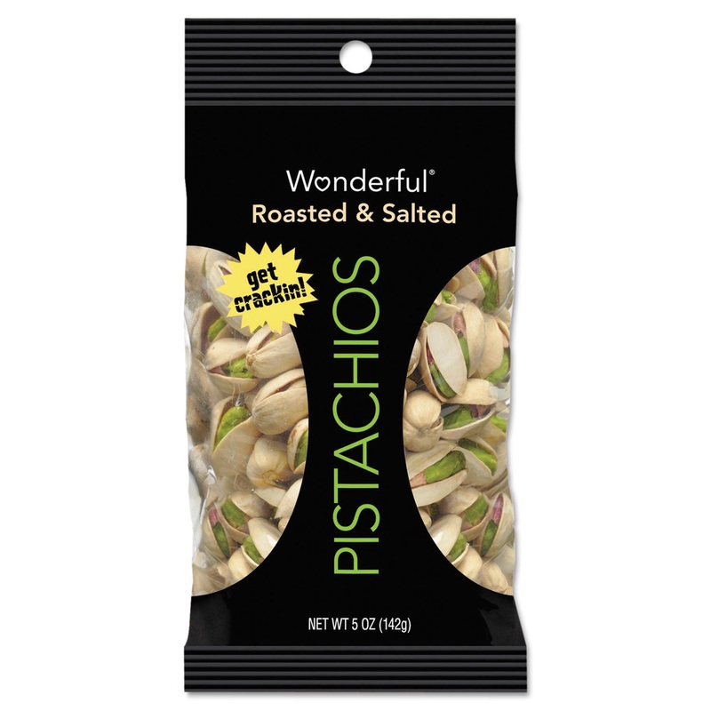 WONDERFUL PISTACHIOS, ROASTED AND SALTED, 1 OZ PACK, 12/BOX