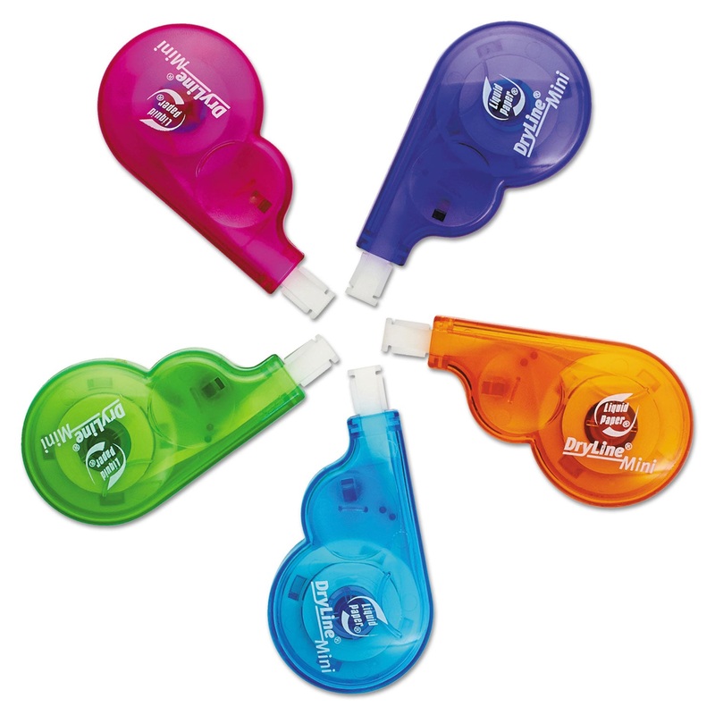 Dryline Mini Correction Tape, 1/5″ X 197″, Non-Refillable, 5/pack