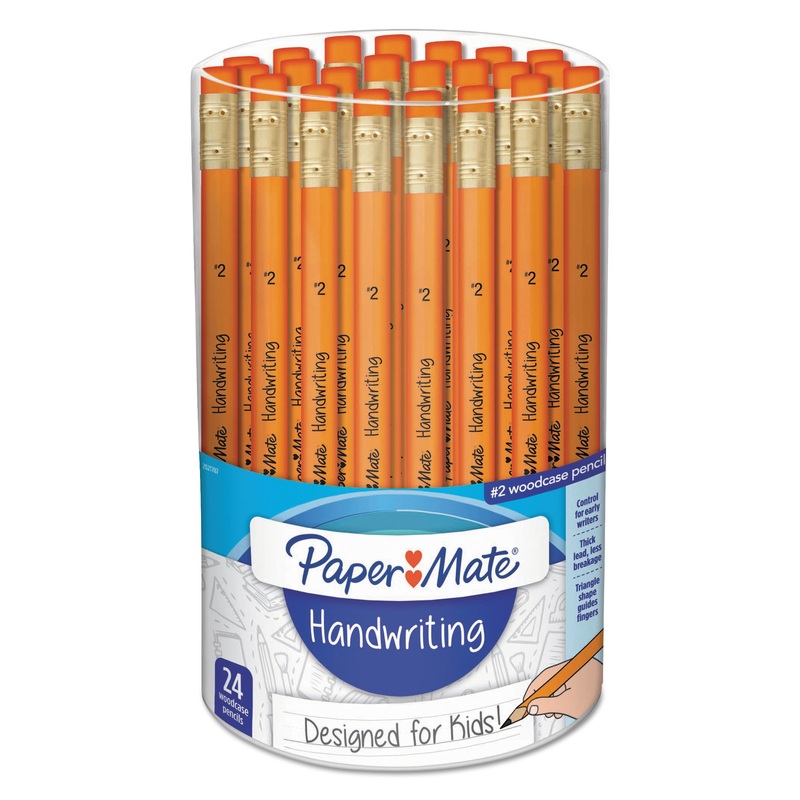 HANDWRITING WOODCASE PENCILS, HB (#2.5), BLACK LEAD, ORANGE BARREL, 24/PACK