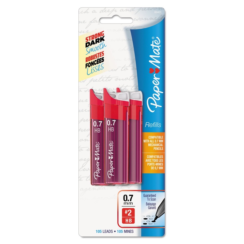 LEAD REFILLS, 0.7 MM, HB, BLACK, 105/TUBE
