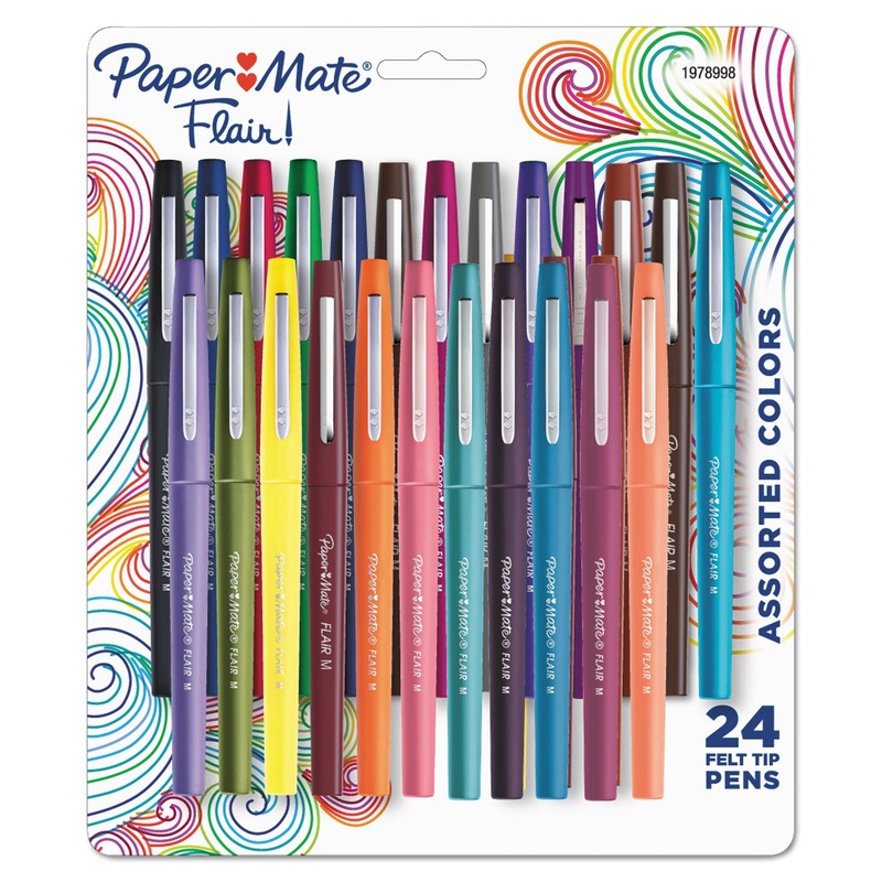 POINT GUARD FLAIR BULLET POROUS POINT STICK PEN, 0.7MM, TROPICAL INK/BARREL, 24/SET