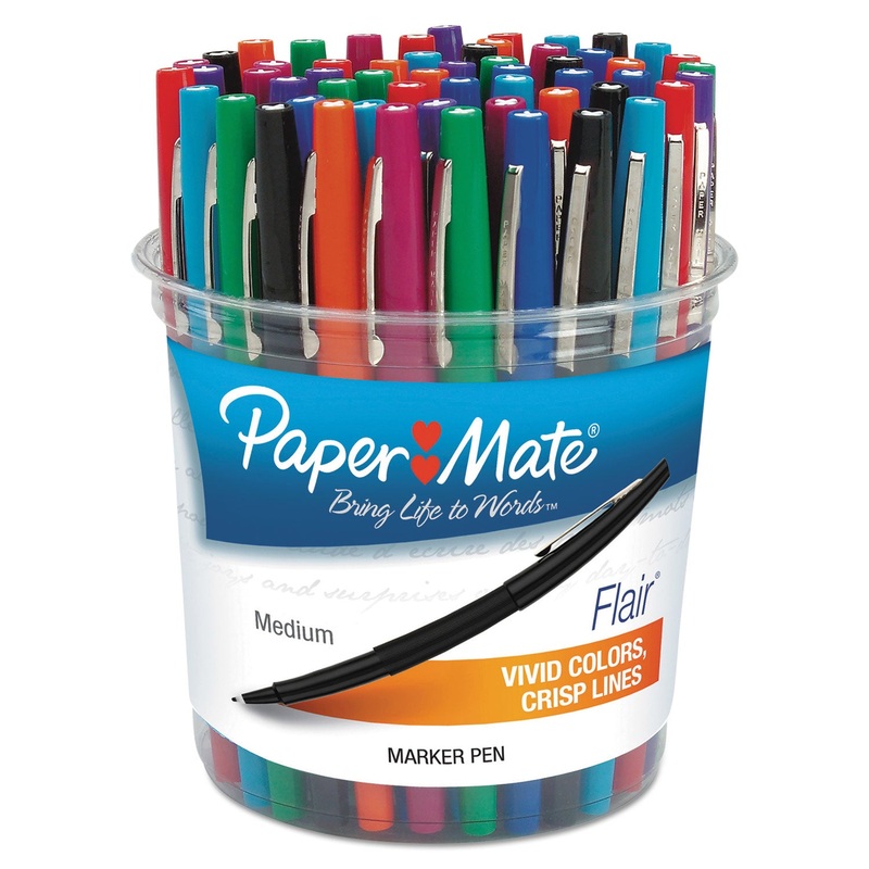 POINT GUARD FLAIR BULLET POROUS POINT STICK PEN, 1.4MM, ASSORTED INK/BARREL, 48/SET