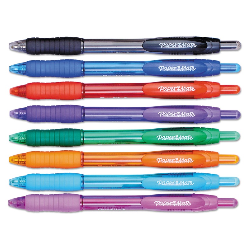 PROFILE RETRACTABLE BALLPOINT PEN, 1.4MM, ASSORTED INK/BARREL, 8/SET