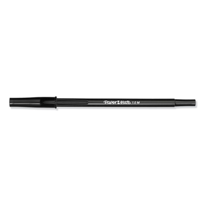 WRITE BROS. STICK BALLPOINT PEN, MEDIUM 1MM, BLACK INK/BARREL, DOZEN