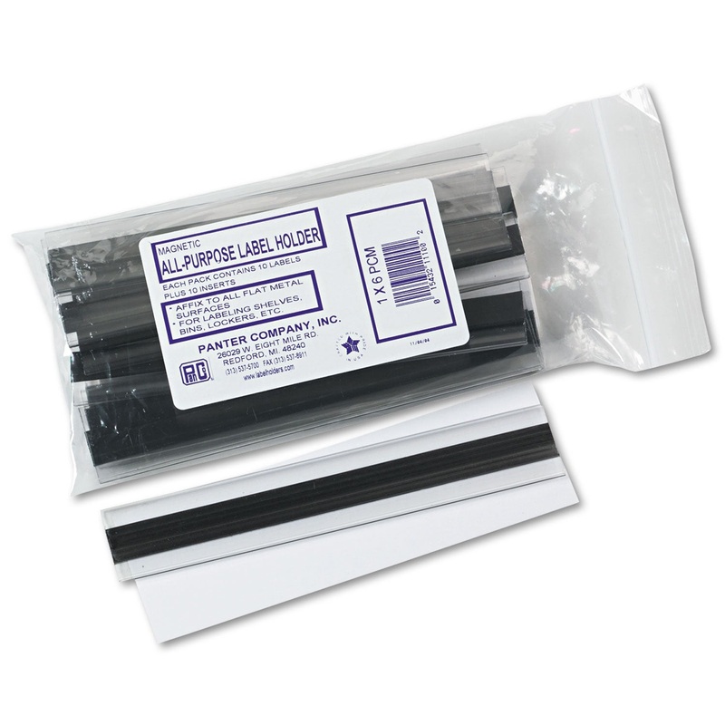Clear Magnetic Label Holders, Side Load, 6 X 1, Clear, 10/pack