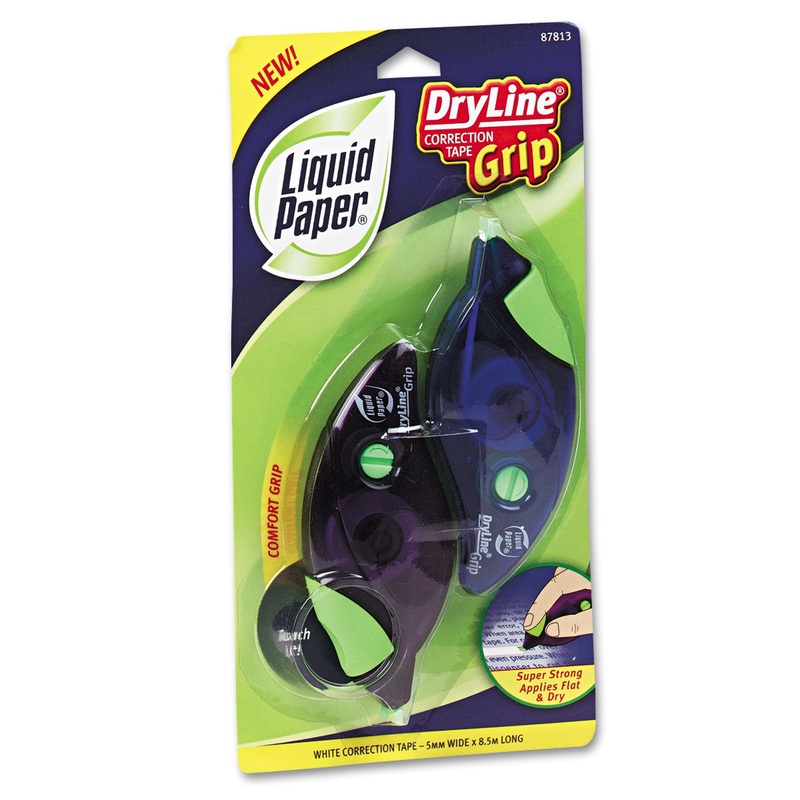 Dryline Grip Correction Tape, 1/5″ X 335″, Blue/purple Dispensers, 2/pack
