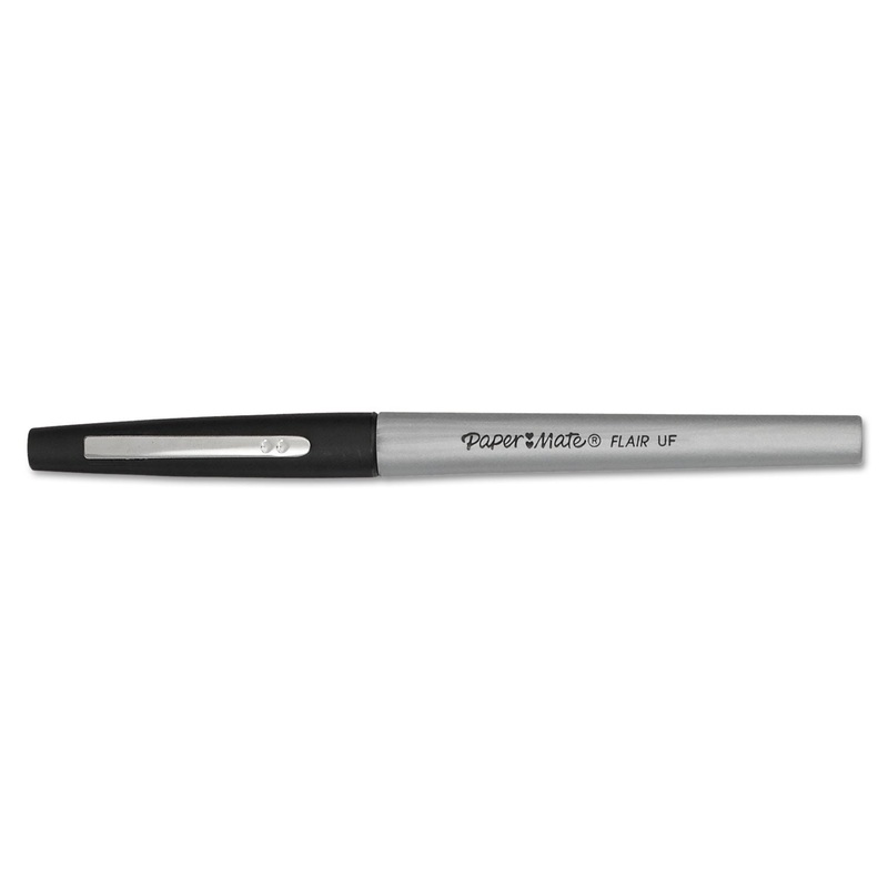FLAIR FELT TIP STICK POROUS POINT MARKER PEN, 0.4MM, BLACK INK/BARREL, DOZEN