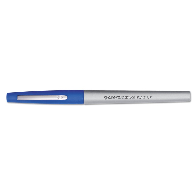 FLAIR FELT TIP STICK POROUS POINT MARKER PEN, 0.4MM, BLUE INK/BARREL, DOZEN