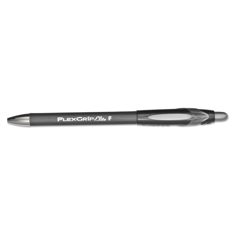 FLEXGRIP ELITE RETRACTABLE BALLPOINT PEN, 0.8MM, BLACK INK/BARREL, DOZEN