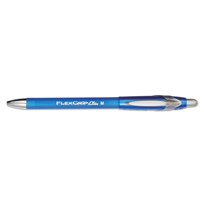 FLEXGRIP ELITE RETRACTABLE BALLPOINT PEN, MEDIUM 1MM, BLUE INK/BARREL, DOZEN